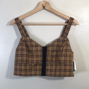 NWT BP Plaid Brown Corset Crop Top
